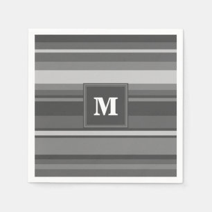 Monogram grey stripes napkin
