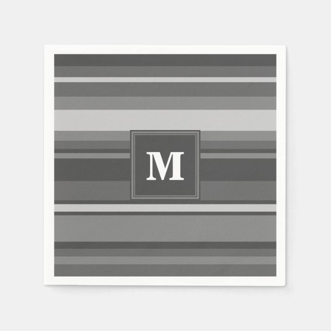 Monogram grey stripes napkin (Front)