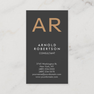 Monogram Grey Trendy Consultant Business Card