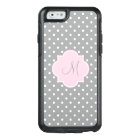 Monogram Grey, White and Pastel Pink Polka Dot