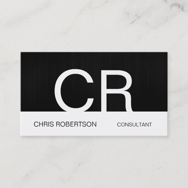 Monogram Grey White Consultant Business Card (Front)