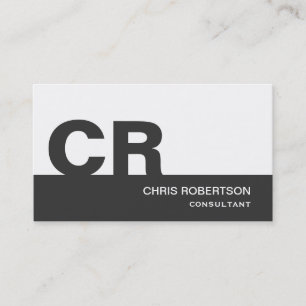 Monogram Grey White Consultant Business Card