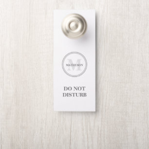 Monogram Grey white Hotel Guest do not disturb Doo Door Hanger