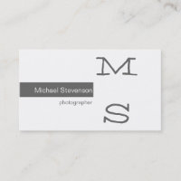 Monogram Grey White Photography Business Card