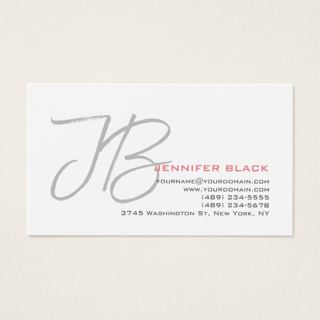 Monogram Grey White Plain Calligraphy Script (Front)