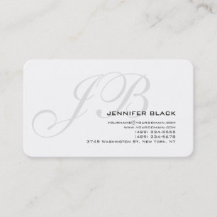 Monogram Grey White Rounded Corner Business Card
