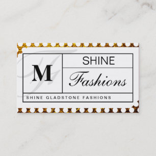 Monogram Grid (gold flake white polka dots) Business Card