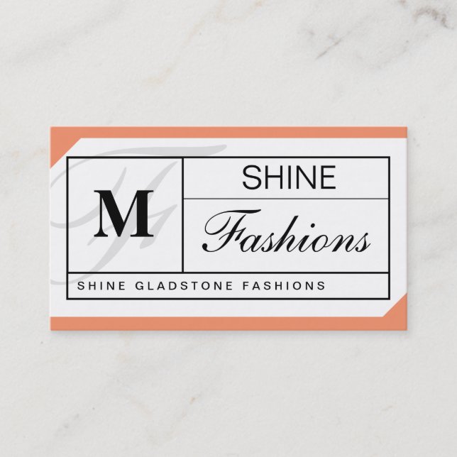 Monogram Grid (peach) Business Card (Front)