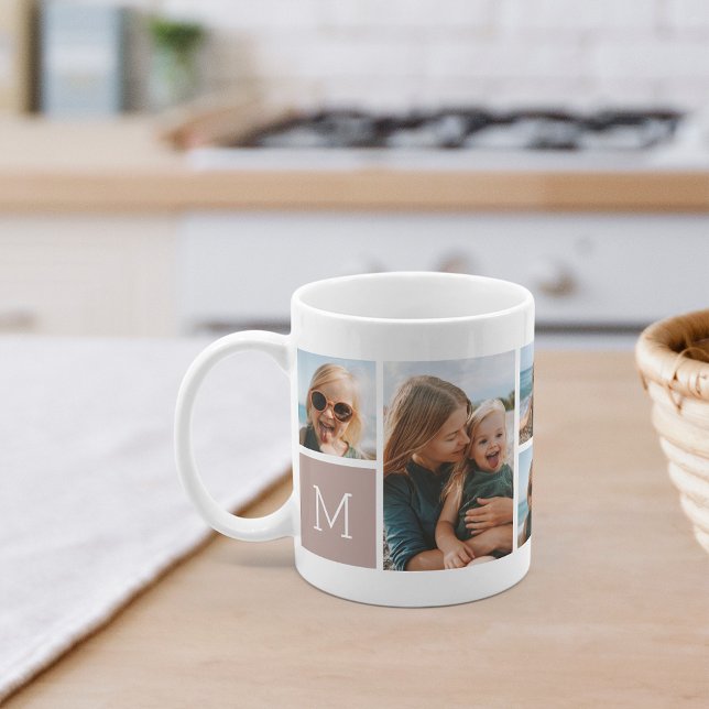 Monogram Grid Photo Collage Coffee Mug (Creator Uploaded)