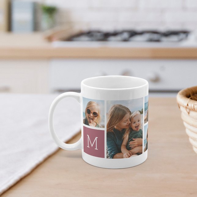 Monogram Grid Photo Collage Coffee Mug (Creator Uploaded)