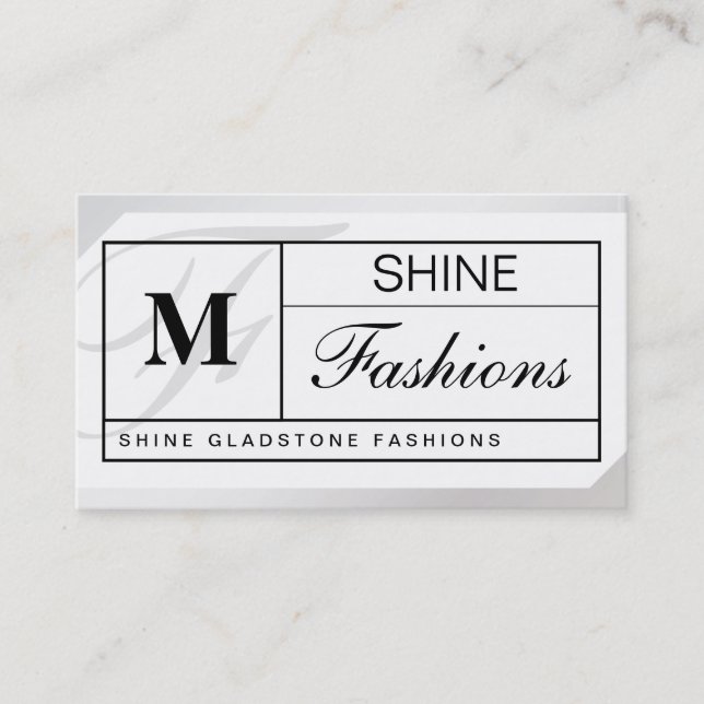 Monogram Grid Silver Business Card (Front)