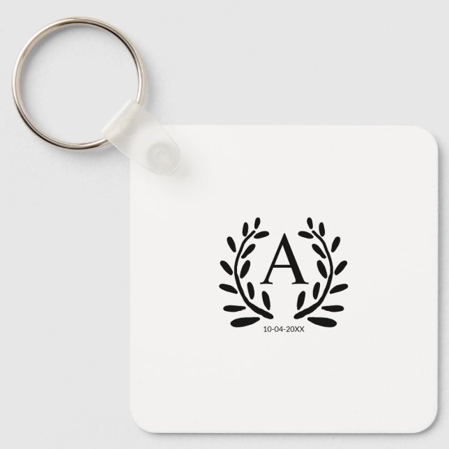 MONOGRAM GROOMSMAN ADD YEAR DATE NAME GIFTS KEY RING (Front)