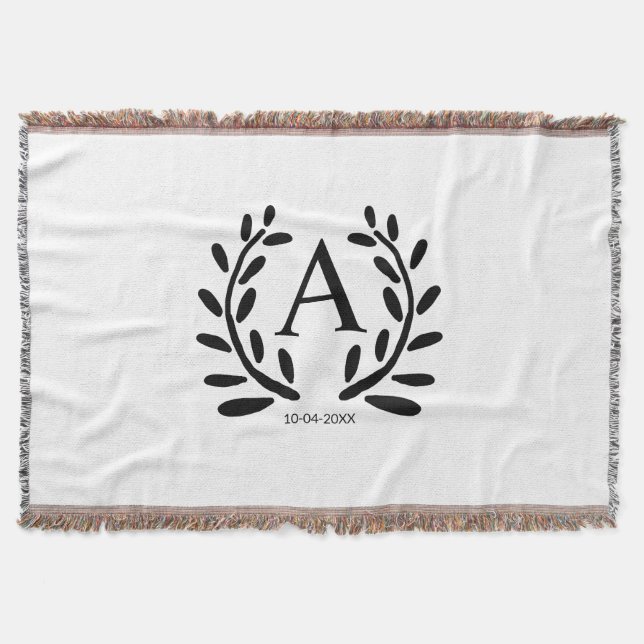 MONOGRAM GROOMSMAN ADD YEAR DATE NAME GIFTS THROW BLANKET (Front)