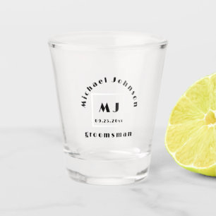 Monogram Groomsman Bachelor Party Shot Glass