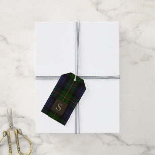 Monogram Groomsman Best Man BlueGreen Smith Tartan Gift Tags