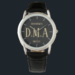 Monogram Groomsman Bestman Father Groom Bride Watch<br><div class="desc">This watch has 3 text fields allows you to add up to three initials for a monogram,  a title (bestman,  groomsman,  ringbearer) and a date of the wedding or other text as desired. Keep the words short to ensure they fit the space.</div>