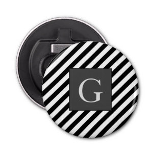 Monogram Groomsmen Best Man Father Groom Stripes Bottle Opener