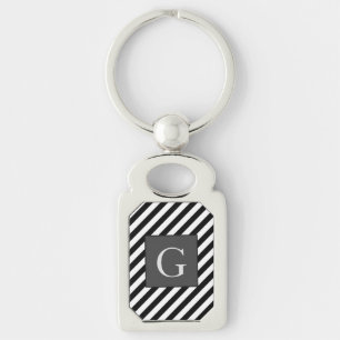 Monogram Groomsmen Best Man Father Groom Stripes Key Ring