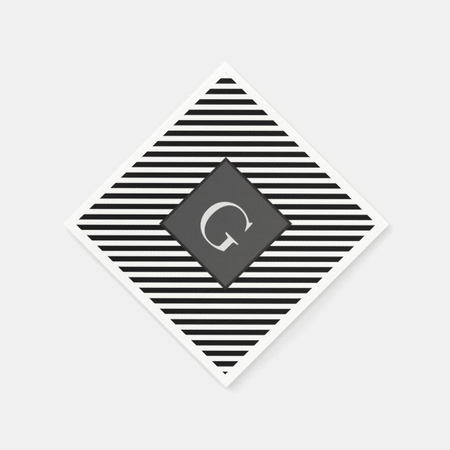 Monogram Groomsmen Best Man Father Groom Stripes Napkin (Corner)