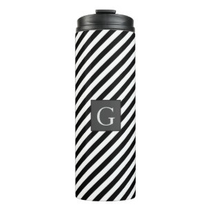 Monogram Groomsmen Best Man Father Groom Stripes Thermal Tumbler