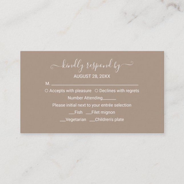 Monogram Grullo Wedding RSVP Enclosure Card (Front)