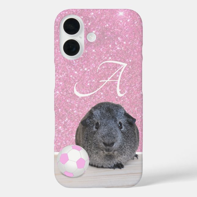 Monogram Guinea Pig Pink Soccer Ball Rose Gold Case-Mate iPhone Case (Back)