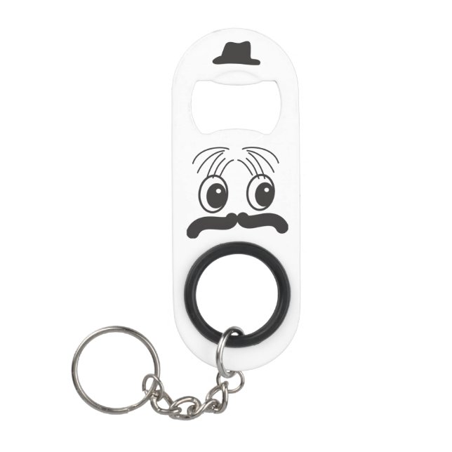 Monogram Guy © Moustache Hat Keychain Bottle Opene (Front)