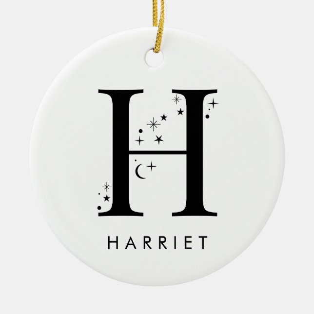 Monogram H Celestial Name  Ceramic Tree Decoration (Front)