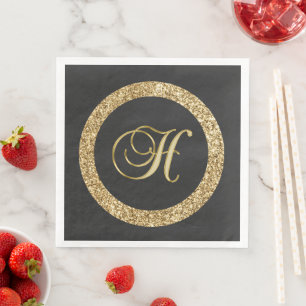 Monogram H, elegant golden script Napkin