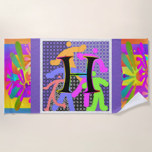 Monogram H Fun Figures Beach Towel