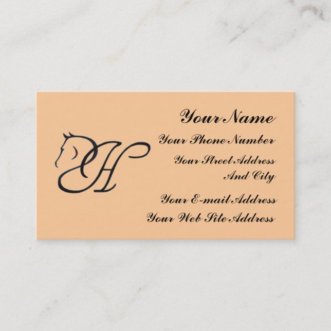 Monogram H Horse Equestrian Classic Business Card (Front)