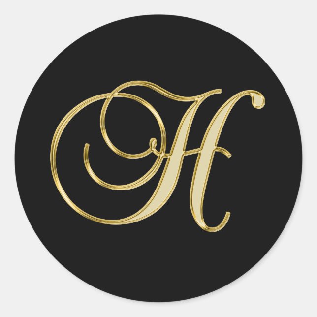 Monogram H in ornate gold Classic Round Sticker (Front)