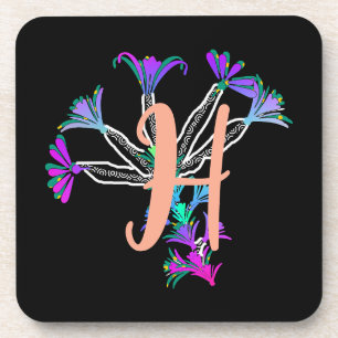 Monogram H Initial Beverage Coaster