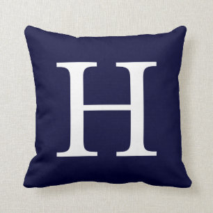 Monogram H On Navy Blue Cushion