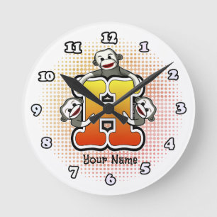 Monogram H Sock Monkey clock