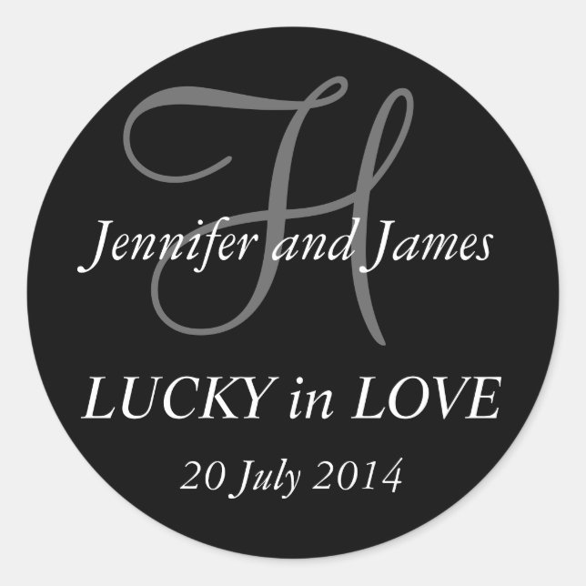 Monogram H Stickers for Weddings Black (Front)