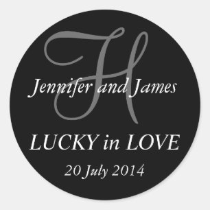 Monogram H Stickers for Weddings Black