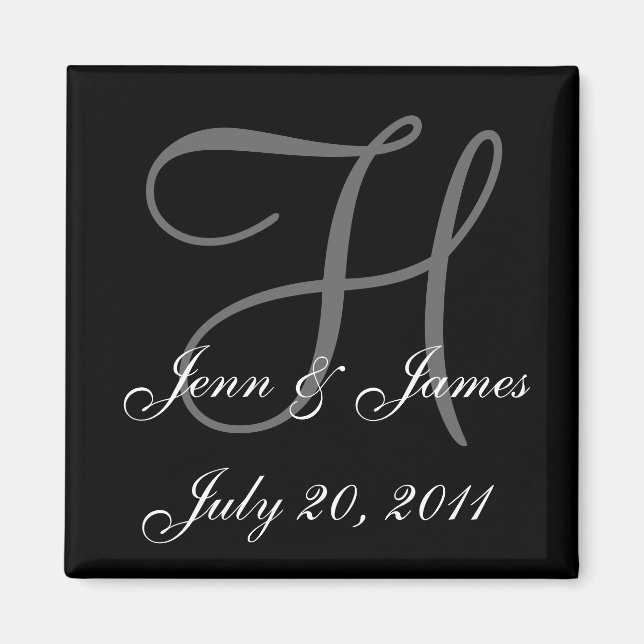 Monogram H Wedding Bride Groom Date Magnet (Front)