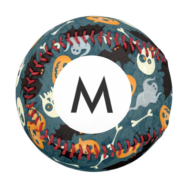 Monogram Halloween pattern Baseball (Front Left)