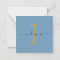 Monogram Hand-Lettered Gold Grey Blue