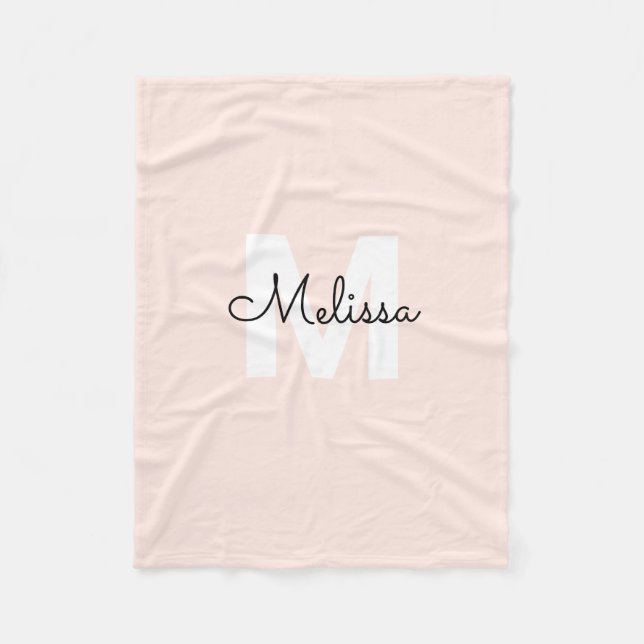 Monogram Handwriting Calligraphy Name Fleece Blanket (Front)