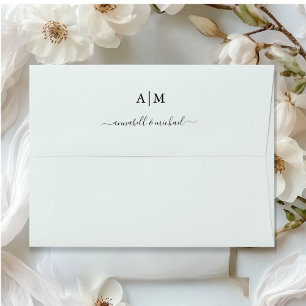 Monogram, Handwriting, Elegant Lightblue Envelope