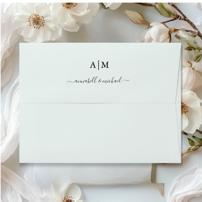 Monogram, Handwriting, Elegant Lightblue Envelope (Monogram, Handwriting, Elegant Lightblue Envelope)