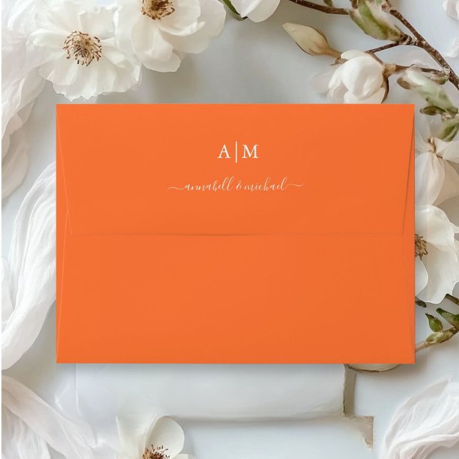 Monogram, Handwriting, Elegant, Orange Envelope (Monogram, Handwriting, Elegant, Orange Envelope)
