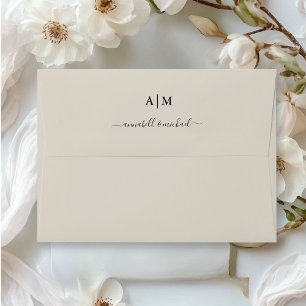 Monogram, Handwriting, Elegant Taupe Envelope