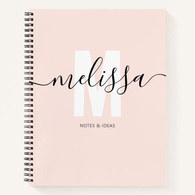 Monogram Handwriting Name Minimalist Notebook (Front)