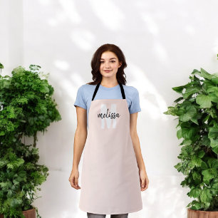 Monogram Handwritting Brush Pink Apron