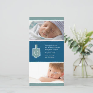 Monogram Hanukkah Dreidel Photo Card
