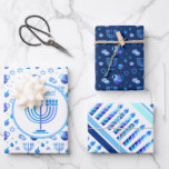 Monogram Hanukkah Festival Menorah Lights Wrapping Paper Sheet<br><div class="desc">Hanukkah Menorah Lights Holiday label. Monogram and Hanukkah Logo Decoration with traditional symbols pattern. Crafts & Party Supplies > Gift Wrapping Supplies > Wrapping Paper. Israel,  Jerusalem. Sofiartmedia Modern Design.
Judaica Modern Design with text template. Personalise them by adding name or wishes text.</div>