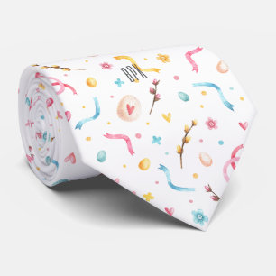 Monogram Happy Easter Colourful Pastels Pattern Tie